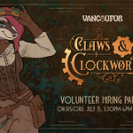 A banner with the text: Volunteer Hiring Party On Discord, July 15, 3:30PM-6PM Pacific