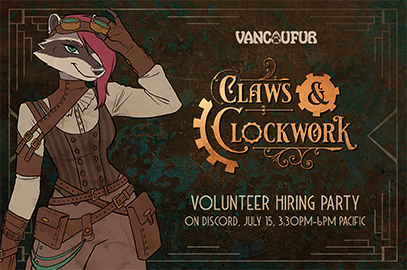 A banner with the text: Volunteer Hiring Party On Discord, July 15, 3:30PM-6PM Pacific